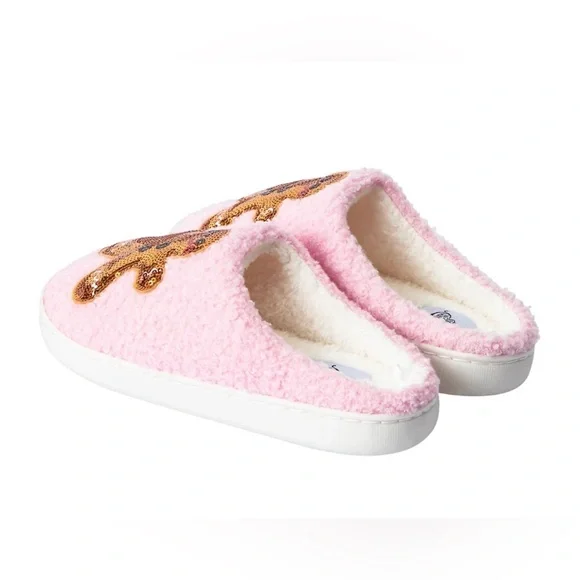 Cozy Pink Gingerbread Sequin Slippers - Picture 12 of 14